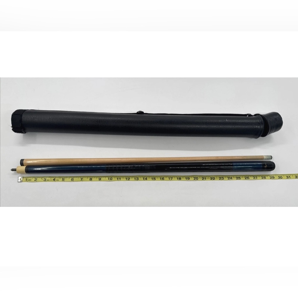 Vintage Players Pool Cue Stick Billiard Black Blue 2 PC with Carrying Hard Case